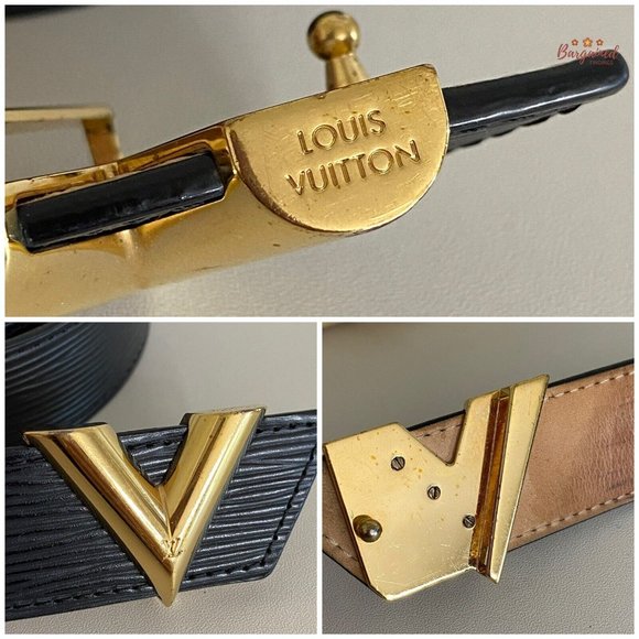 Authentic Louis Vuitton Black Epi Calfskin Leather Essential V Buckle Belt 80/32 main image 13